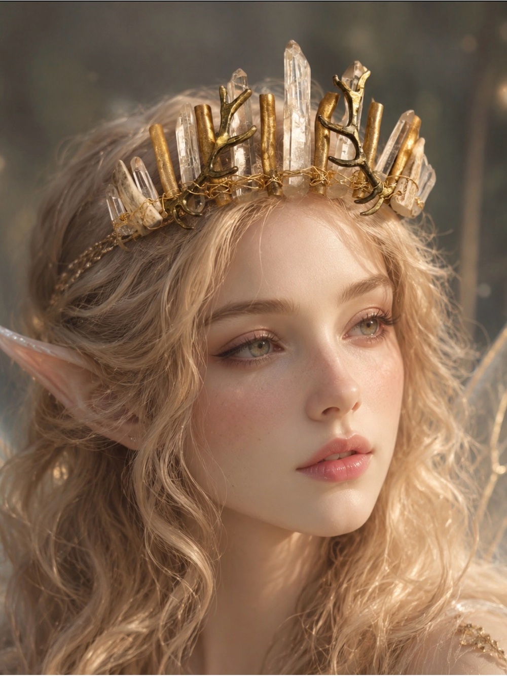 Handmade Gold Crystal Tiara Headpiece - Elegant Women's Accessory